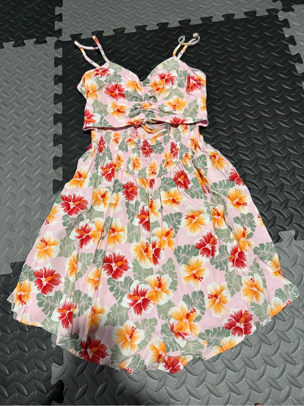 Hollister Pink Floral Smocked Two-Piece Romper Set